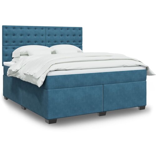 VidaXL Box spring postelja z vzmetnico modra 180x200 cm žamet Slike