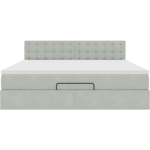  Otomanski krevet s madracem svijetlosivi 160x200 cm bar&amp;scaron;unasti Slike