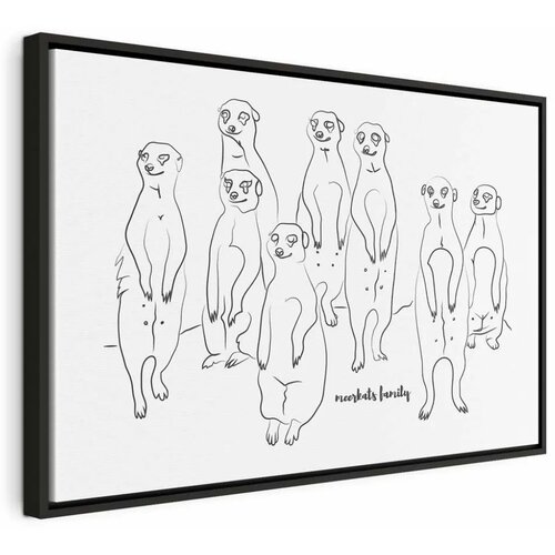  Slika - Animal Patrol (1-part) - Meerkats on Black and White Background 60x40 U crnom drvenom okviru Cene