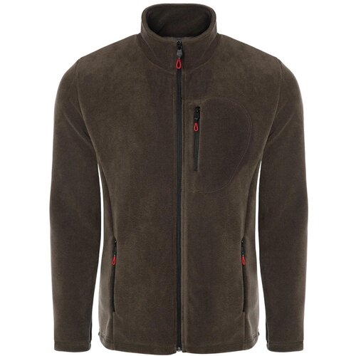 Dewberry 24601 5 Pocket Outdoor Full Zipper Fleece Jacket-DARK KHAKI-2 Slike