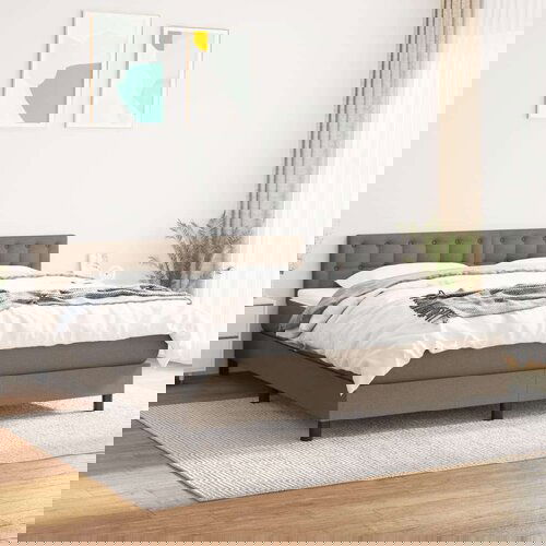  Box spring postelja z vzmetnico taupe 160x200 cm blago, (20895028) Cene