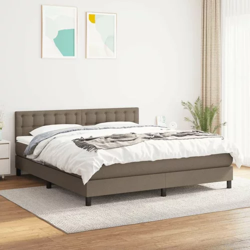  Box spring postelja z vzmetnico taupe 160x200 cm blago, (20895028)