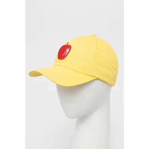 United Colors Of Benetton Pamučna kapa sa šiltom boja: žuta, s aplikacijom