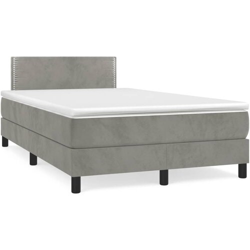 VidaXL Box spring postelja z vzmetnico svetlo siva 120x190 cm žamet Slike