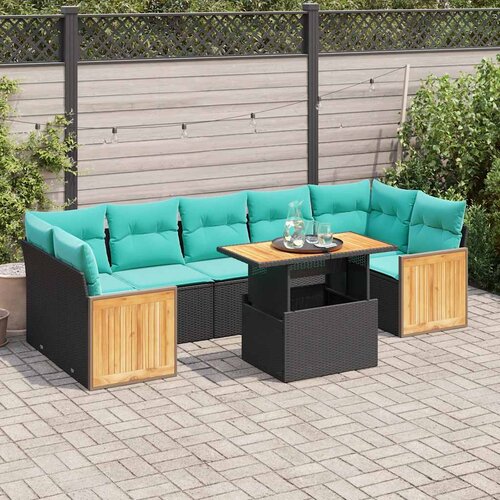  10-dijelni set vrtnih sofa s jastucima crni poliratana bagrem Cijene