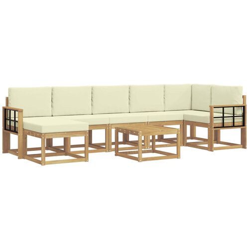 vidaXL Zunanja garnitura za sedenje 8 pcs Bela in krem Poliester, (5000282224) Cene