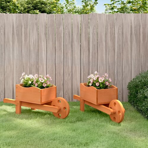 vidaXL Cvetlično korito samokolnica 2 kosa 47x15x19 cm trden les jelke Cene