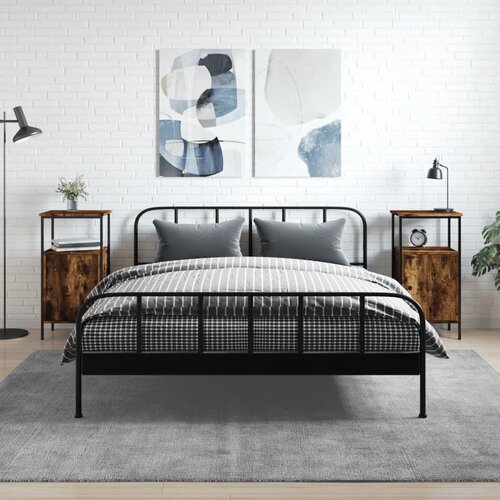 VidaXL Nočna omarica 2 kosa dimljen hrast 41x31x80 cm inženirski les Slike