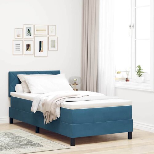  LED Box Spring Krevet Tamno plava 90 x 190 cm Baršun Cene