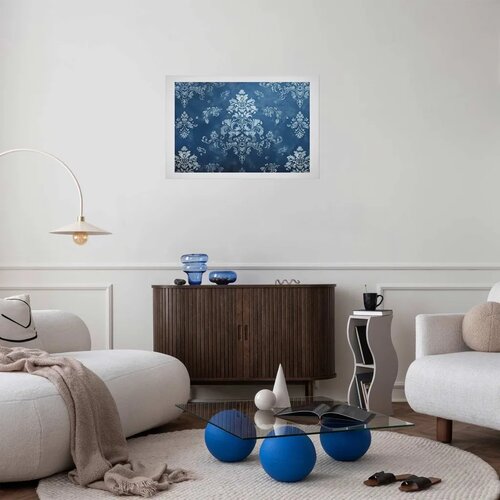  Plakat - Retro Ornament in Worn Blues 60x40 Bez okvira s margom Cijene