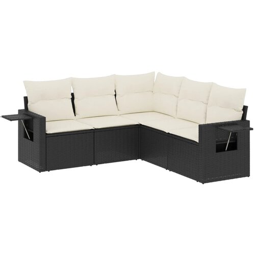 Maison Chic Seti vrtnega pohi&amp;scaron;tva - Vrtna garnitura - Vrtni pohi&amp;scaron;tvo set 5-delna z blazinami črn poli ratan, (21820158) Slike