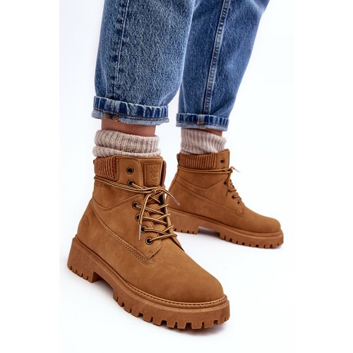 Cross Jeans Women's Quilted Trapper Boots Camel Cene