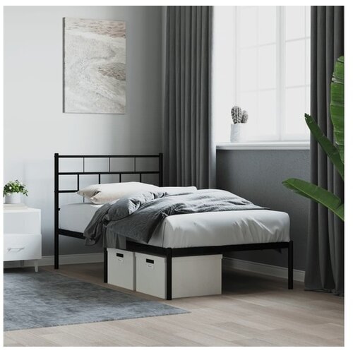 vidaXL metalni okvir za krevet s uzglavljem crni 100x200 cm Cene