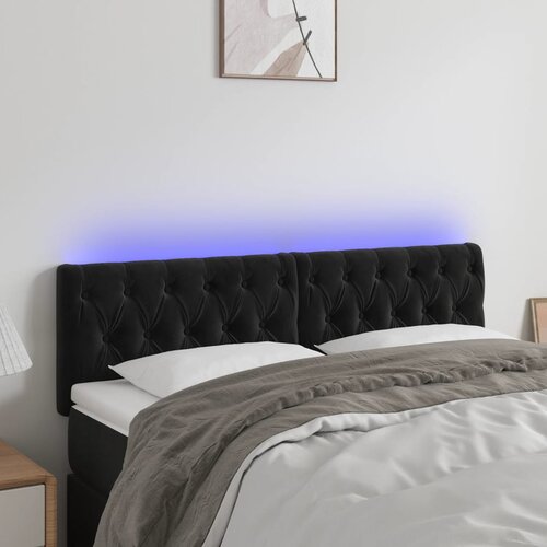 vidaXL LED posteljno vzglavje črno 160x7x78/88 cm žamet Cene