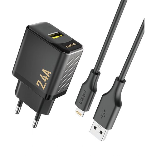 Dudao Punjač A23LEU 12W USB - A s Lightning kabelom - Crna Slike