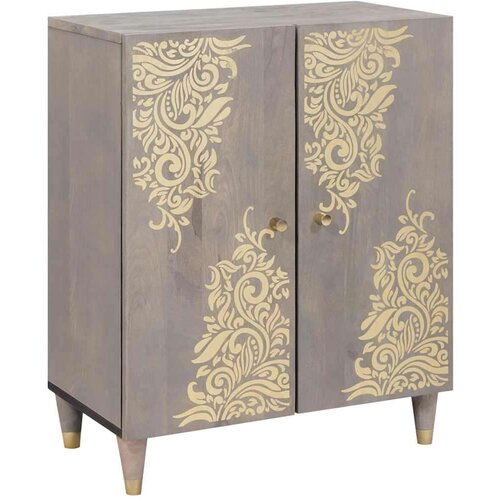 vidaXL Strani šal Siva in zlata 60 x 33.5 x 75 cm Trden mangov les Cene