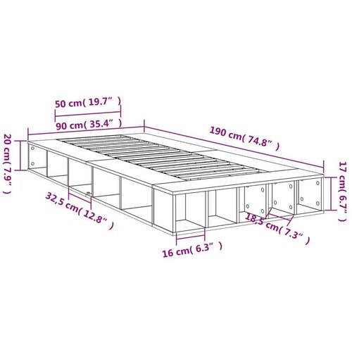 vidaXL Okvir za krevet boja hrasta 90x190 cm konstruirano drvo Cene