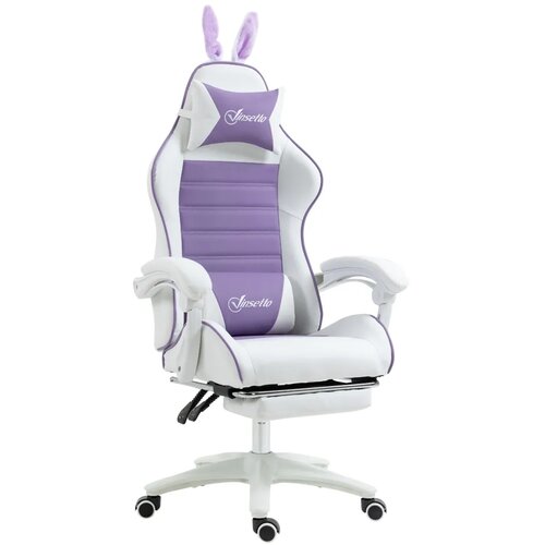  Ergonomska gamerska stolica s lumbalnom potporom osloncem za noge zečjim u&amp;scaron;ima naslonom za glavu ljubičasta Slike