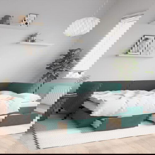  The Living Store Izvlečna dnevna postelja s predali temno zelena 90x200 cm žamet - Izvlečna Dnevna Postelja, (21490022) Slike