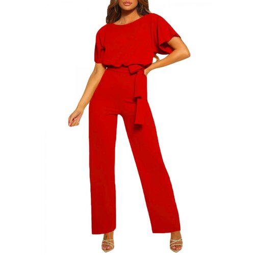 Fenzy Moderni Kombinezon Sa Širokim Dugim Hlačama I Kratkim Rukavima Nelia, Crvena Cijene