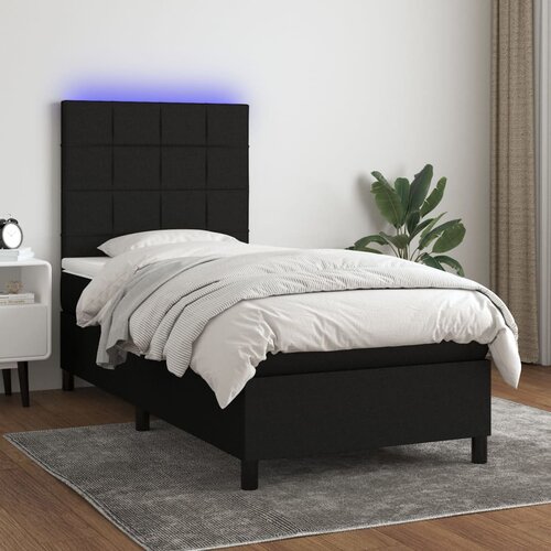 VidaXL Box spring postelja z vzmetnico LED črna 90x190 cm blago Slike