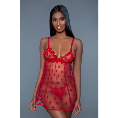 Be Wicked Komplet oblekice in tangic Babydoll, rdeč Slike