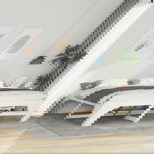 vidaXL Posteljni okvir Bela 180 x 200 cm Trdna borovina Cene