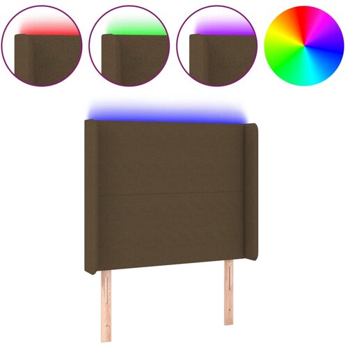 Maison Chic led posteljno vzglavje - vzglavna omarica - nočna omarica temno rjavo 93x16x118/128 cm blago, (21712855) Slike