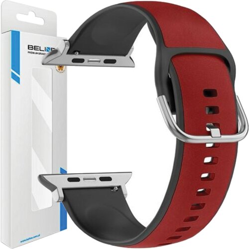 Beline pas za apple watch silico leather 42/44/45/49MM rdeče-črn, (21969365) Cene
