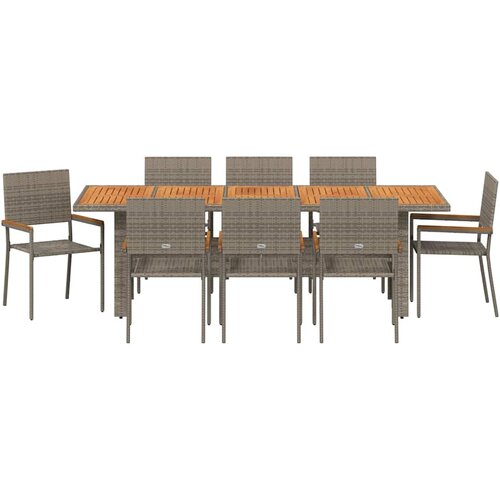 Vrtni set za objed 9 kom. Siva poliratan 240 x 90 x 75 cm Slike