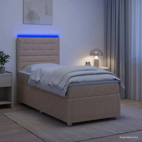  LED okvir za krevet s madracem Krem 80 x 200 cm Tkanina - Krem 80 x 200 cm Dizajn linija Slike