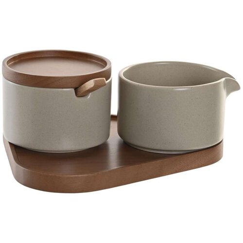 Zdjela za Šećer DKD Home Decor 19 5 x 18 5 x 7 cm Bež Smeđa Kaučukovac 4 Dijelovi Cijene