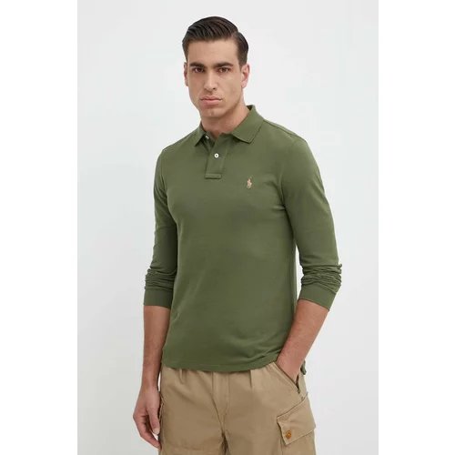 Polo Ralph Lauren Pamučna majica dugih rukava boja: zelena, melanž