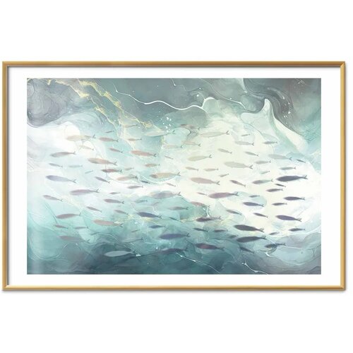  Plakat - School of Small Fish 30x21 Zlatni okvir s margom Cene