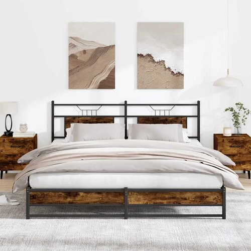  Metalni okvir kreveta bez madraca boja hrasta 180x200 cm Slike
