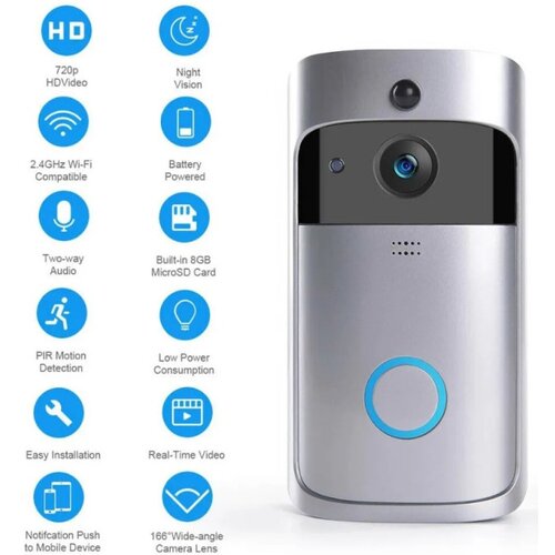 Gembird SMART-VIDEO-INTERFON-BELL-EF-V5 door video bell wifi doorbell camera 1080p wifi door bell se Slike