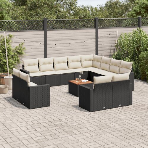  13-dijelni set vrtnih sofa s jastucima poliratan crni Cijene