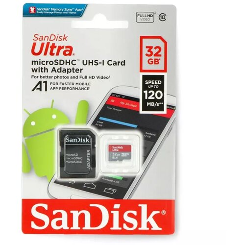 Sandisk MICRO SD 32GB Ultra + adapter SDSQUA4-032G-GN6MA Cene