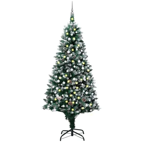  Umjetno božićno drvce LED s kuglicama i šiškama 240 cm