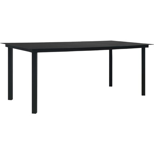VidaXL Vrtna jedilna miza črna 190x90x74 cm jeklo in steklo Slike