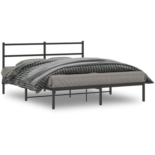 vidaXL Kovinski posteljni okvir z vzglavjem črn 150x200 cm Cene