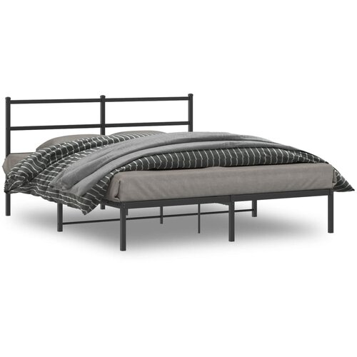 vidaXL Metalni okvir za krevet s uzglavljem crni 150x200 cm Cijene