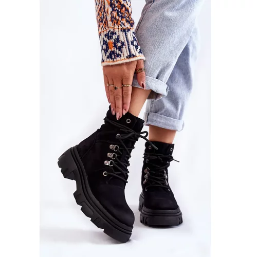 Kesi Leather Warm Lace-up Boots Black Merisha