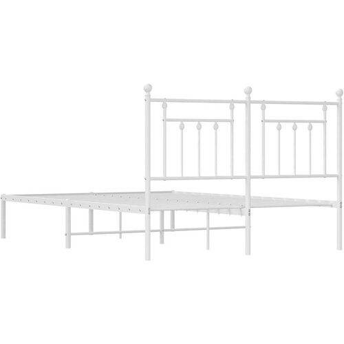 VidaXL Metalni okvir za krevet s uzglavljem bijeli 150x200 cm Slike