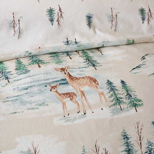 Catherine Lansfield Flanelna posteljnina za zakonsko posteljo v naravni barvi 230x220 cm Brushed Christmas Deer &amp;ndash; Slike
