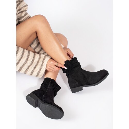 Shelvt Black suede cowboy boots for women Slike