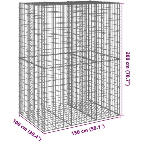 VidaXL Gabionska ko&amp;scaron;ara s poklopcem 150x100x200 cm pocinčano željezo Slike