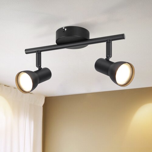 Nettlife stropna svetilka z 2 plamenoma, črna, moderna, GU10, kovinska, vrtljiva za 350°, (22116811) Cene