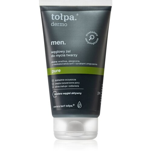 Tołpa Dermo Men Pure gel za umivanje obraza z aktivnim ogljem 150 ml Slike