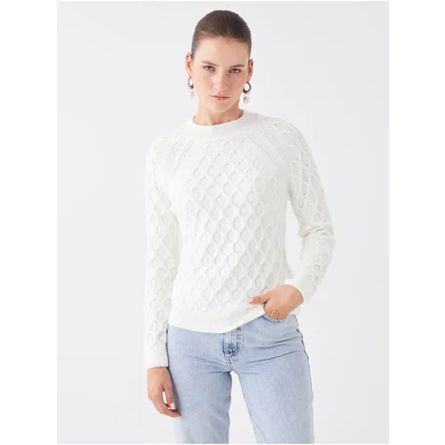 LC Waikiki Round Neck Women's Knitwear Sweater With Patterned Long Sleeves